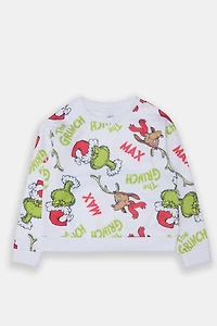 Girls The Grinch & Max Graphic Sweatshirt - White /