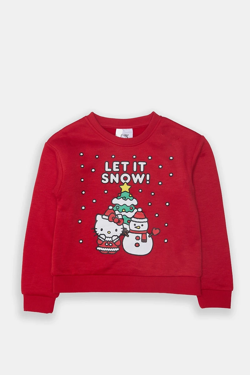 Girls Hello Kitty Let It Snow! Graphic Sweatshirt - Red /