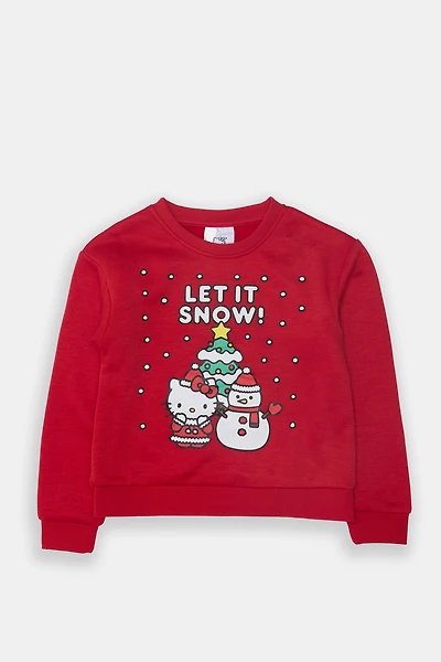Girls Hello Kitty Let It Snow! Graphic Sweatshirt - Red /