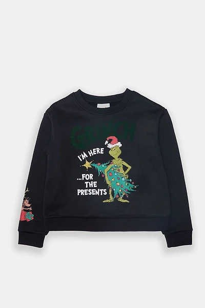 Girls The Grinch Graphic Sweatshirt - Black /