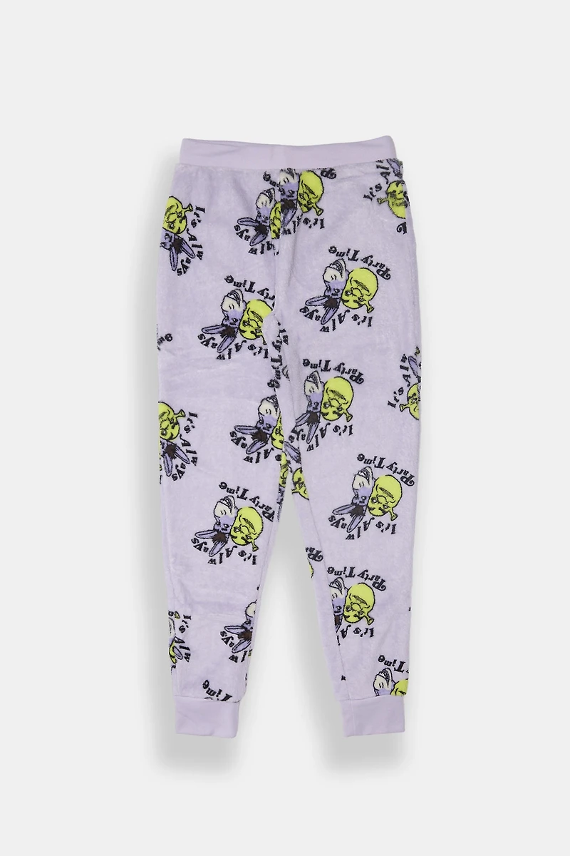 Girls Shrek Plush Pajama Pant - Lilac /