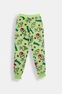 Girls The Grinch Ornament Plush Pajama Pant - Neon Green /