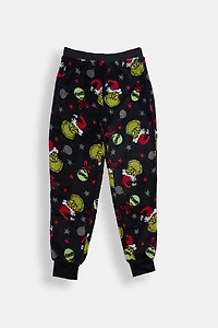 Girls The Grinch Ornaments Plush Pajama Pant - Black /