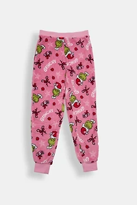 Girls The Grinch Grinchy Plush Pajama Pant - Pink /