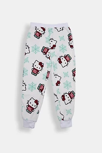 Girls Hello Kitty Snowflake Plush Pajama Pant - White /
