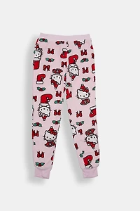 Girls Hello Kitty Christmas Plush Pajama Pant - Light Pink /