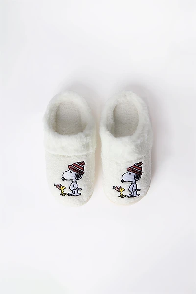 Girls' Peanuts Snoopy Plush Slippers - White /
