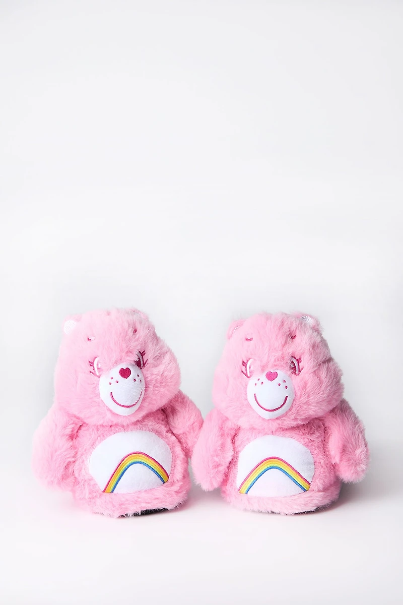 Girls' Care Bears Stuffed Plush Slippers - Light Pink /