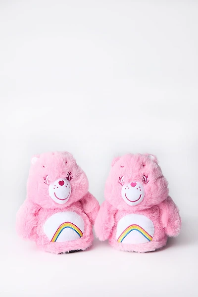 Girls' Care Bears Stuffed Plush Slippers - Light Pink /