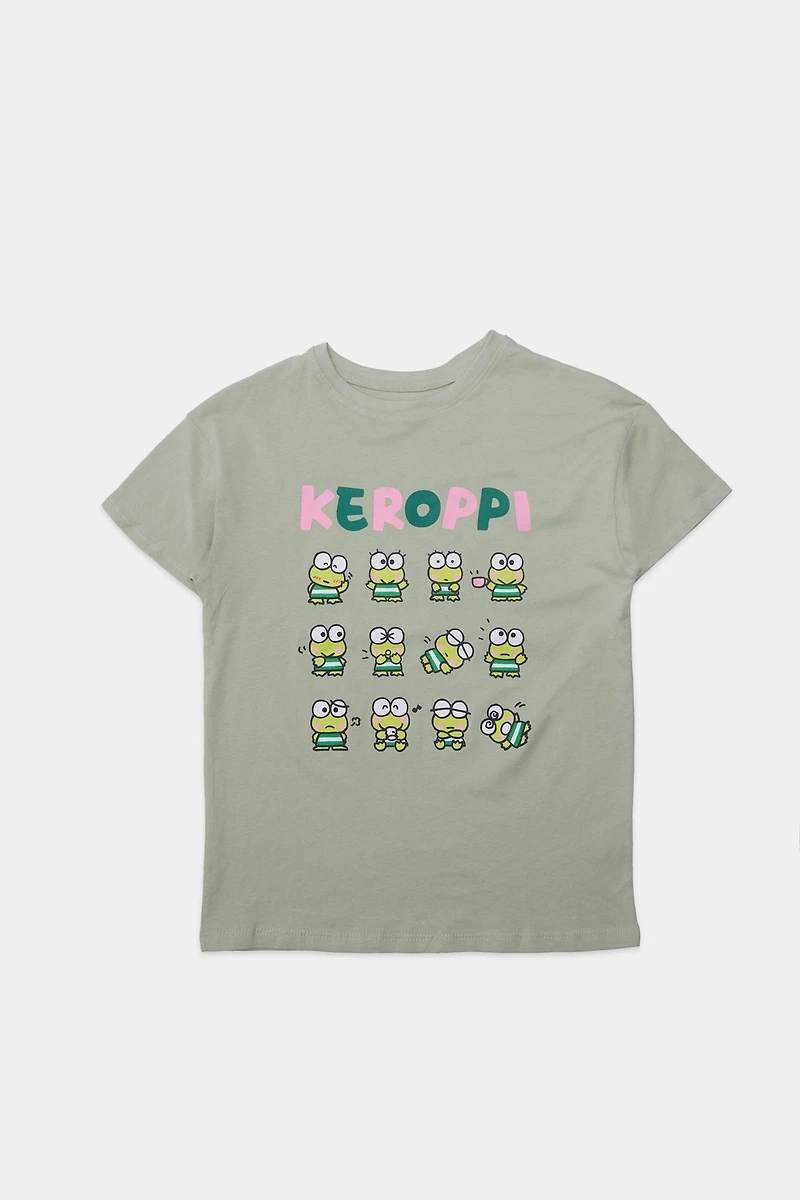 Girls Keroppi Graphic T-Shirt - Sage /