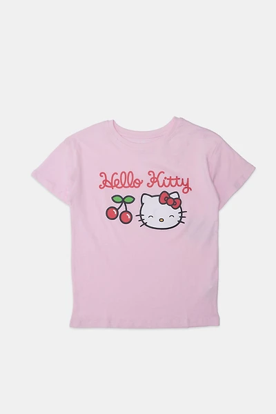 Girls Hello Kitty Cherry Graphic T-Shirt - Light Pink /