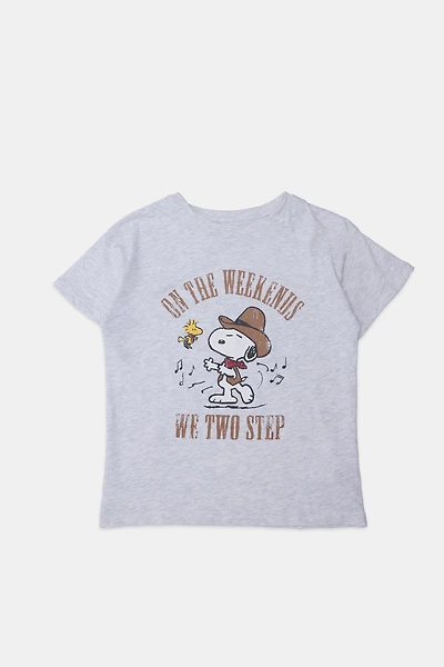 Girls Snoopy Two Step T-Shirt - Heather Grey /