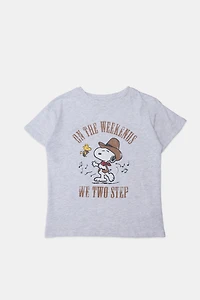 Girls Snoopy Two Step T-Shirt - Heather Grey /