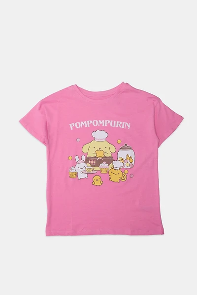 Girls Pompompurin Graphic T-Shirt - Pink /
