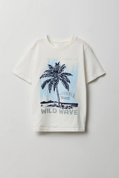 Youth Wild Wave California Beach Graphic Tee - White /