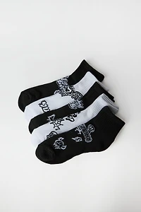 Youth Graffiti Ankle Socks 5-Pack - Black / O/S