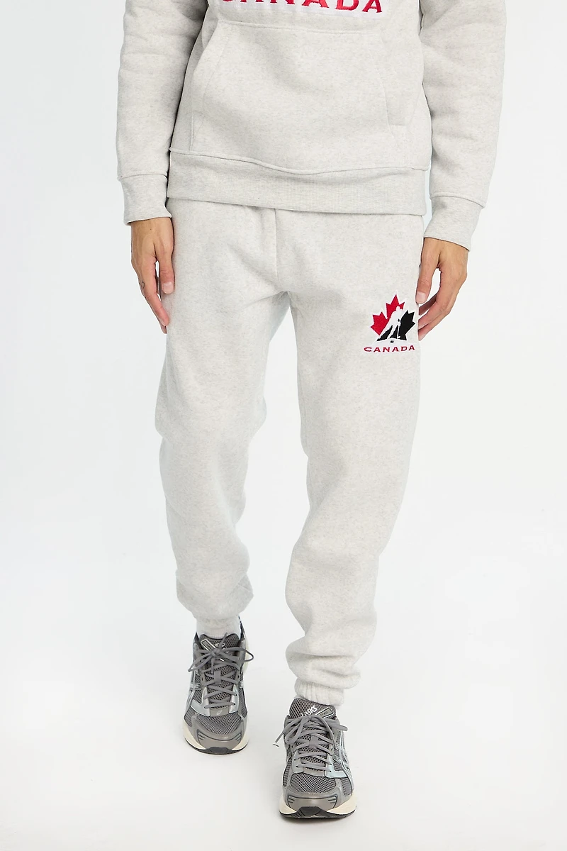 Mens Team Canada Hockey Embroidered Sweatpant - Oatmeal /