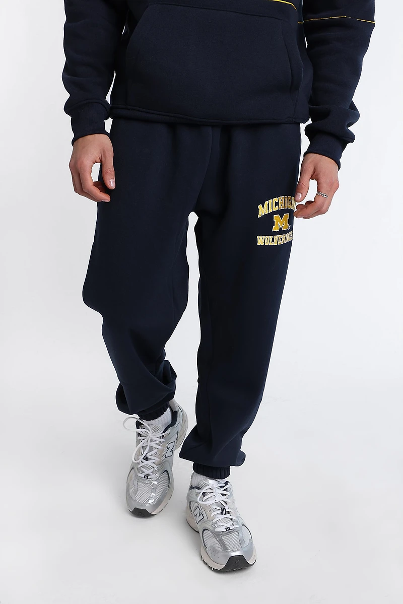 Michigan Wolverines Embroidered Navy Sweatpants - /