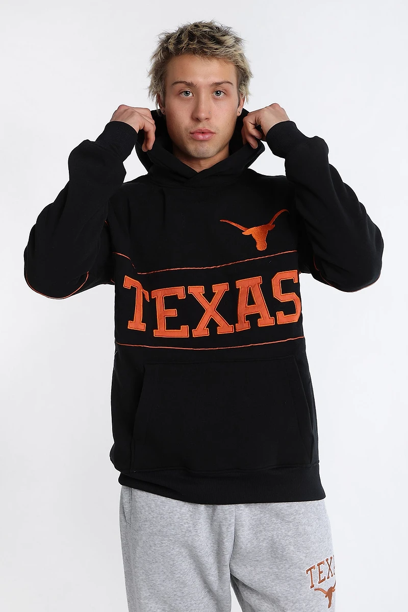 Texas Longhorns Embroidered Panel Hoodie - Black /