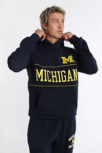 Michigan M Embroidered Panel Hoodie - Navy /