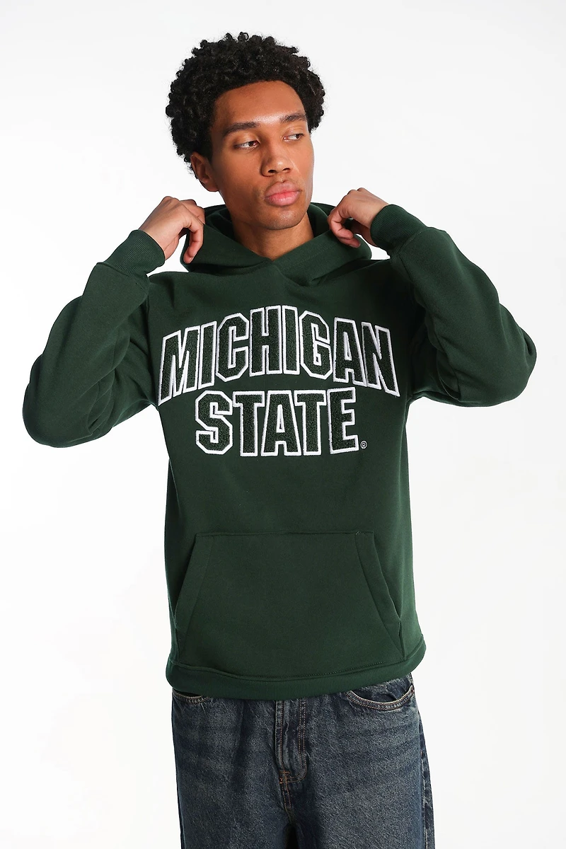 Michigan State University Chenille Logo Hoodie - Dark Green /