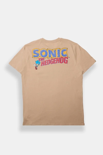 Mens Sonic The Hedgehog Graphic Tee - Tan /