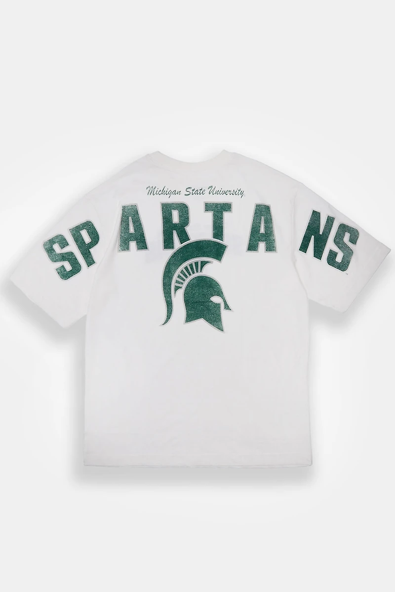 Mens Michigan State University Spartans Oversized Tee - White /