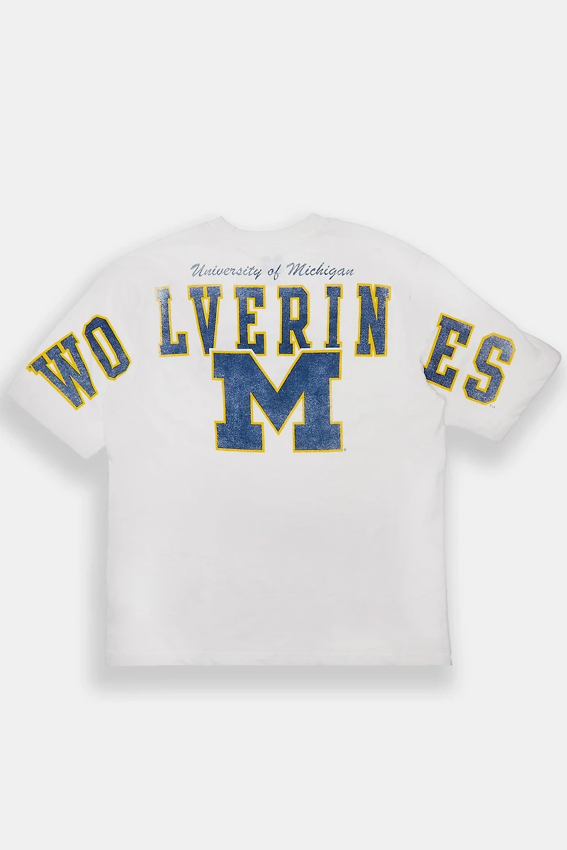 Mens University of Michigan Wolverines Oversized Tee - White /