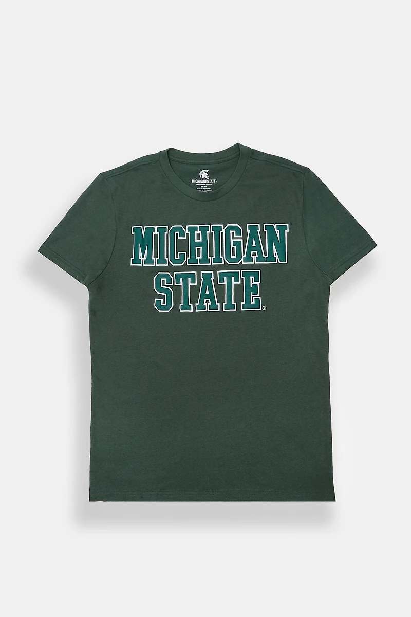 Mens Michigan State Puff Print Graphic Tee - Green /