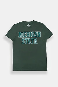 Mens Michigan State Puff Print Graphic Tee - Green /