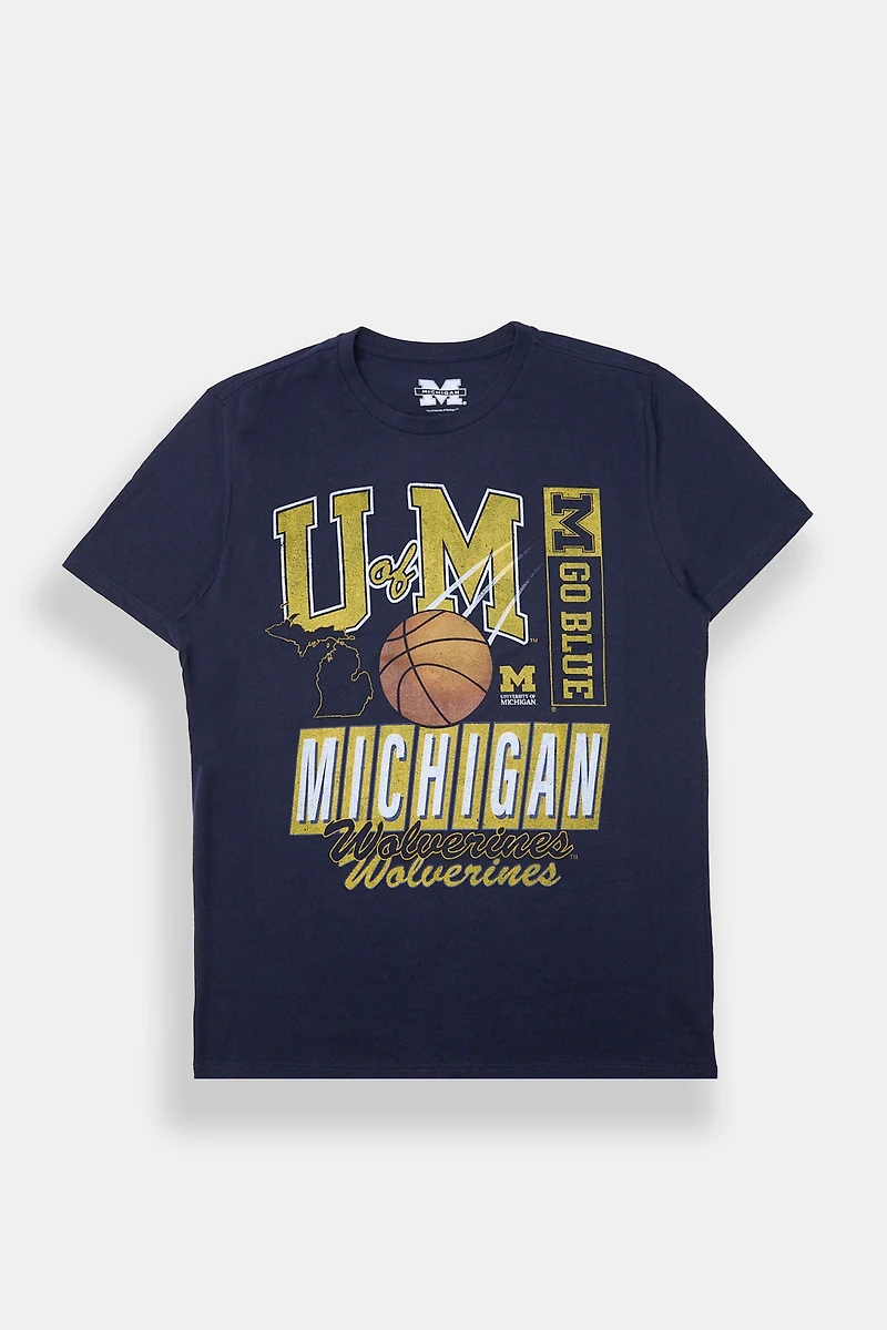 Mens Michigan Wolverines Basketball Graphic Tee - Navy /