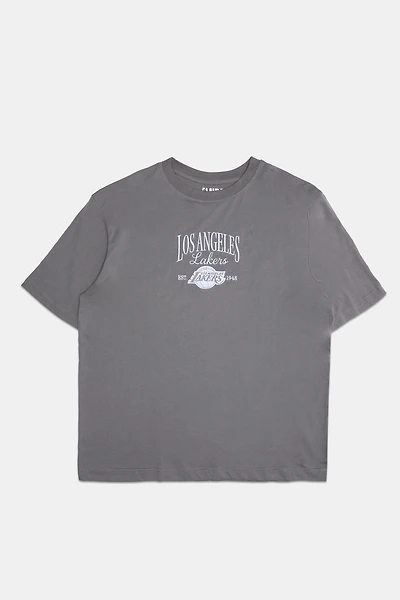 Mens LA Lakers Embroidered Graphic T-Shirt - Heather Grey /