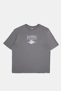 Mens LA Lakers Embroidered Graphic T-Shirt - Heather Grey /