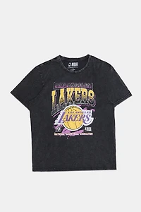 Mens LA Lakers Washed Graphic T-Shirt - Black /