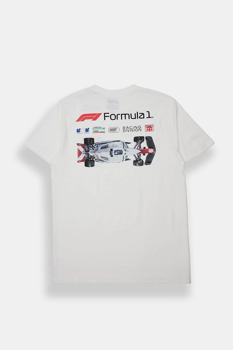 Mens F1 Race Overhead Graphic Tee - White /