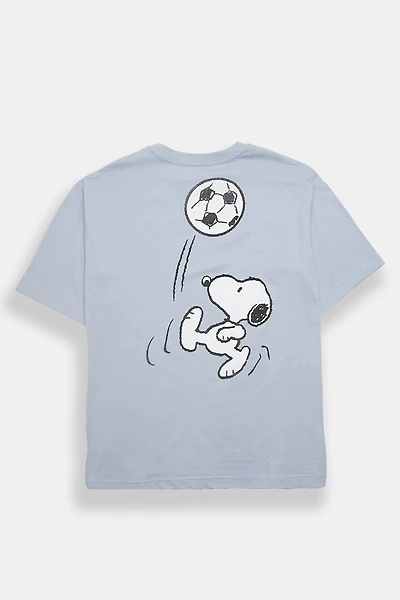 Peanuts Snoopy Soccer Graphic Oversized Tee - Blue /