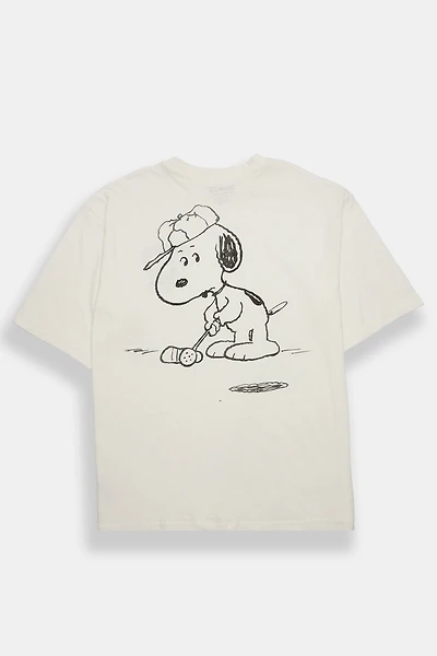Peanuts Snoopy Golf Graphic Oversized Tee - White /
