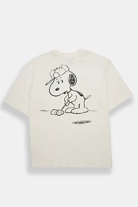 Peanuts Snoopy Golf Graphic Oversized Tee - White /