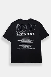 Mens AC/DC Back Black Graphic Oversized Tee - /