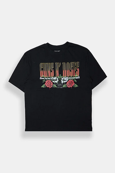 Mens Guns N' Roses Graphic Oversized Tee - Black /
