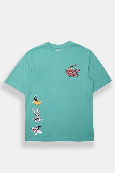 Looney Tunes That's All Folks Graphic Oversized Tee - Jade /
