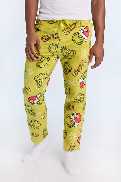 Mens The Grinch Green Plush Pajama Pant - /