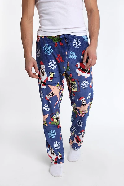 Mens SpongeBob Oh Joy Plush Pajama Pant - Blue /