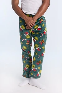 Mens The Grinch Allover Print Pajama Pant - Green /