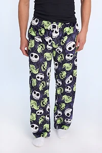 Mens Jack Skellington Halloween Plush Pajama Pant - Purple /