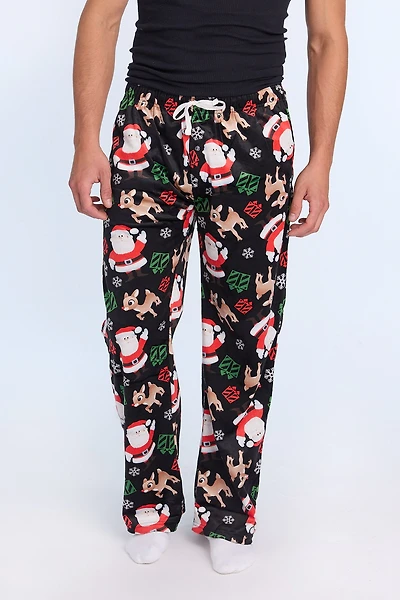 Mens Rudolph The Red-Nosed Reindeer Plush Pajama Pant - Black /
