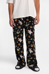Peanuts Snoopy Mummy Silky Fleece Pajama Pants - Black /