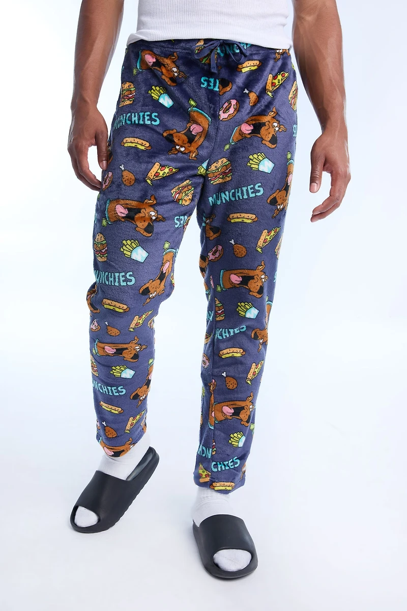 Mens Scooby Snacks Plush Pajama Pant - Navy /