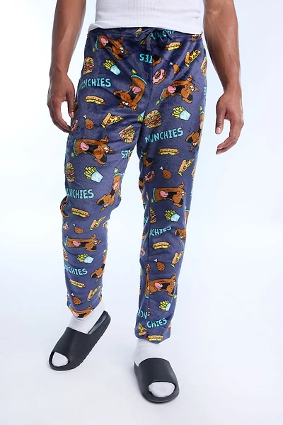Mens Scooby Snacks Plush Pajama Pant - Navy /
