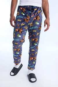 Mens Scooby Snacks Plush Pajama Pant - Navy /